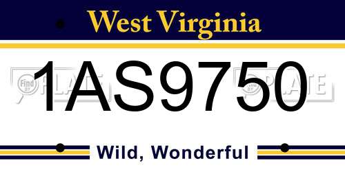 1AS9750 West Virginia License Plate
