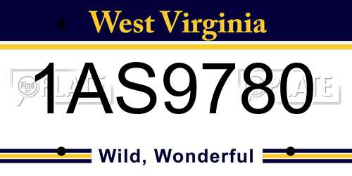 1AS9780 West Virginia License Plate