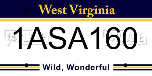 1ASA160 West Virginia License Plate