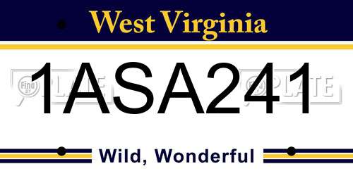 1ASA241 West Virginia License Plate