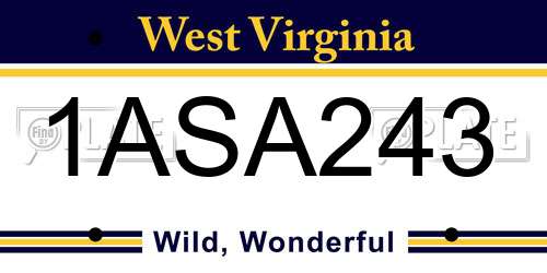 1ASA243 West Virginia License Plate