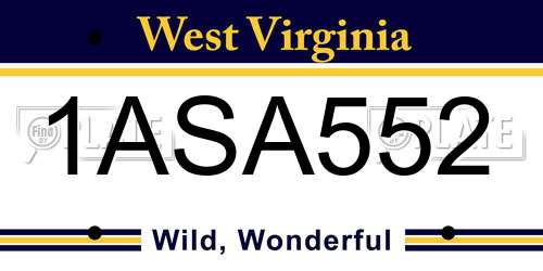 1ASA552 West Virginia License Plate