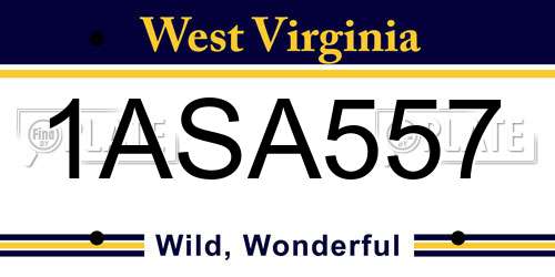 1ASA557 West Virginia License Plate