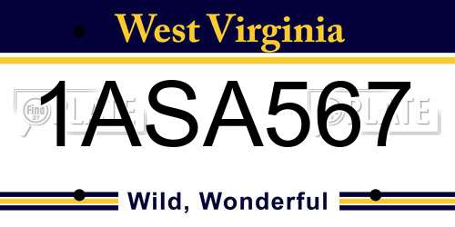 1ASA567 West Virginia License Plate