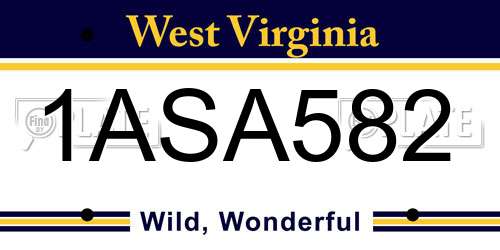 1ASA582 West Virginia License Plate