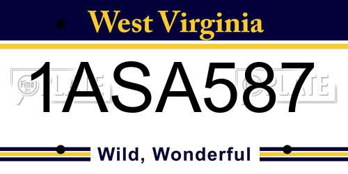 1ASA587 West Virginia License Plate