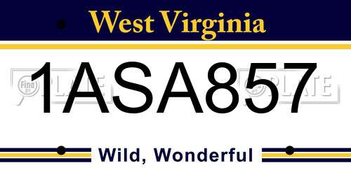 1ASA857 West Virginia License Plate