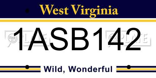 1ASB142 West Virginia License Plate