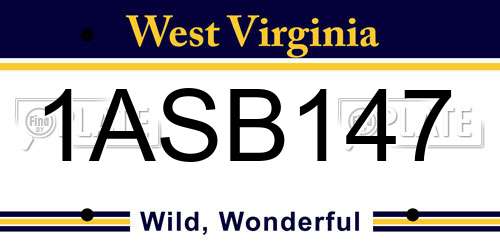 1ASB147 West Virginia License Plate