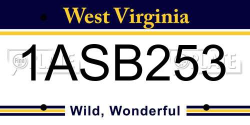 1ASB253 West Virginia License Plate