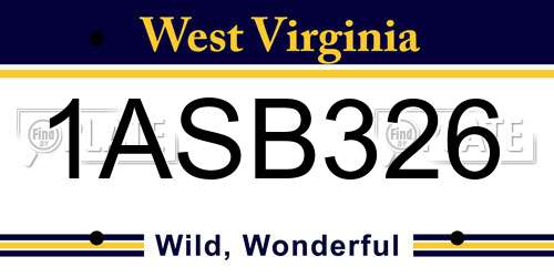 1ASB326 West Virginia License Plate