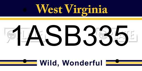 1ASB335 West Virginia License Plate