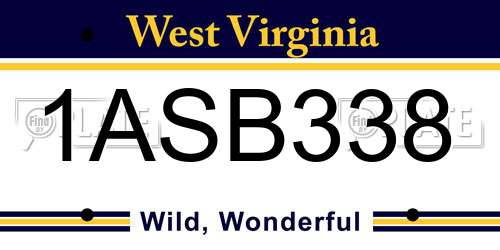 1ASB338 West Virginia License Plate