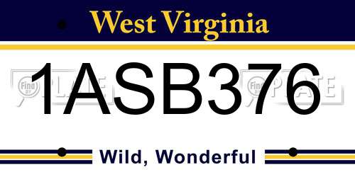 1ASB376 West Virginia License Plate