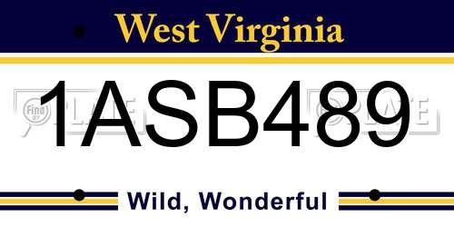 1ASB489 West Virginia License Plate