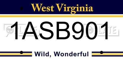 1ASB901 West Virginia License Plate