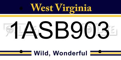 1ASB903 West Virginia License Plate