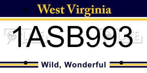1ASB993 West Virginia License Plate