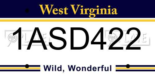 1ASD422 West Virginia License Plate