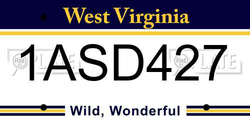 1ASD427 West Virginia License Plate