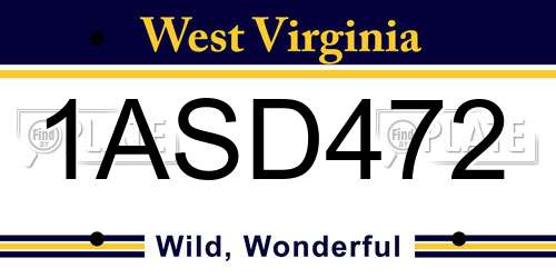 1ASD472 West Virginia License Plate