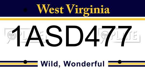 1ASD477 West Virginia License Plate