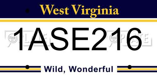 1ASE216 West Virginia License Plate