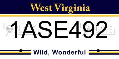 1ASE492 West Virginia License Plate
