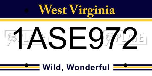 1ASE972 West Virginia License Plate
