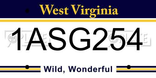 1ASG254 West Virginia License Plate