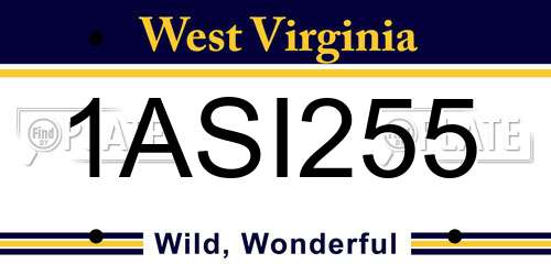 1ASI255 West Virginia License Plate