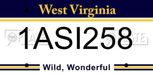 1ASI258 West Virginia License Plate