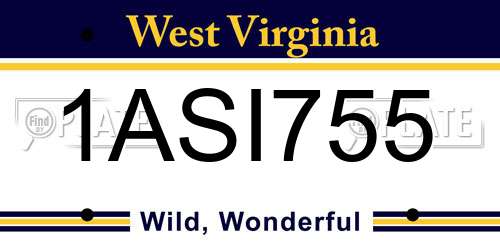 1ASI755 West Virginia License Plate