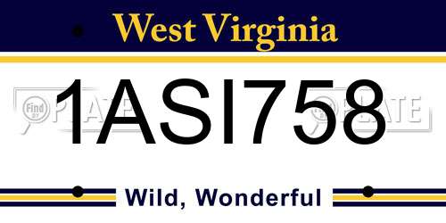 1ASI758 West Virginia License Plate