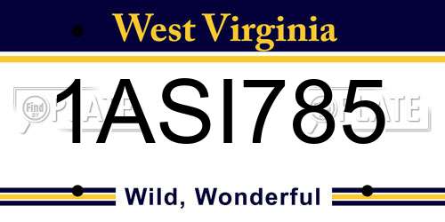 1ASI785 West Virginia License Plate