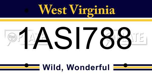 1ASI788 West Virginia License Plate