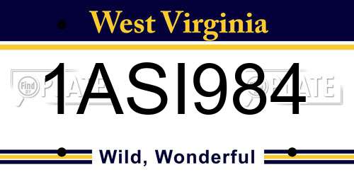 1ASI984 West Virginia License Plate