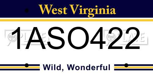 1ASO422 West Virginia License Plate