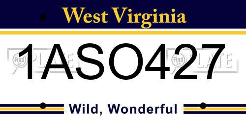 1ASO427 West Virginia License Plate