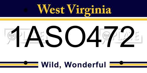 1ASO472 West Virginia License Plate
