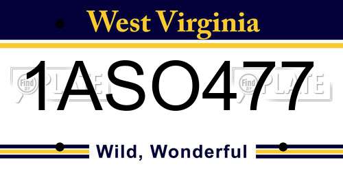 1ASO477 West Virginia License Plate