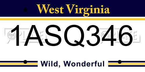 1ASQ346 West Virginia License Plate
