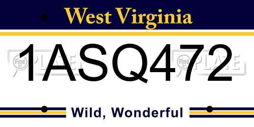 1ASQ472 West Virginia License Plate