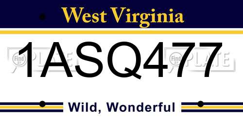 1ASQ477 West Virginia License Plate