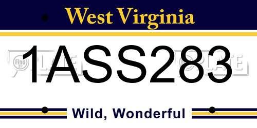 1ASS283 West Virginia License Plate