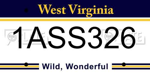 1ASS326 West Virginia License Plate