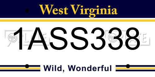 1ASS338 West Virginia License Plate