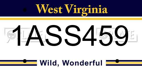 1ASS459 West Virginia License Plate