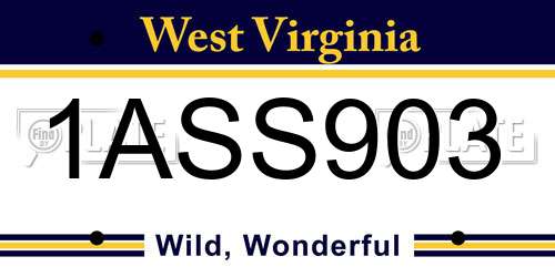 1ASS903 West Virginia License Plate