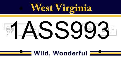 1ASS993 West Virginia License Plate